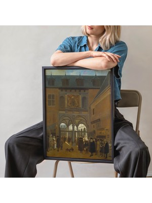 Pegziz Amsterdam Borsa Binası Hollanda Altın Çağı Çerçeveli Sanat Poster Duvar Dekoru