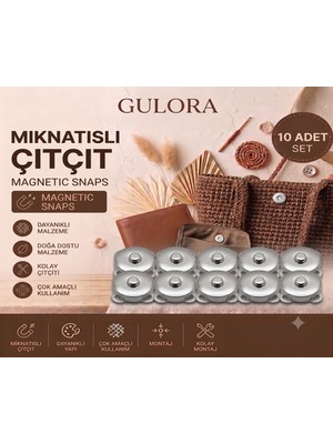 Gulora Mıknatıslı Çıtçıt Dikilebilir Gümüş (10 Adet)