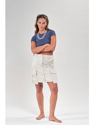 Vavien Vav 2012-CEPLI Ekru Denim Etek