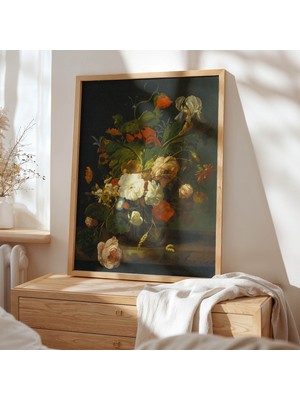 Pegziz Rachel Ruysch Çiçek Buketi (1698) | Klasik Natürmort Çiçek Tablosu | Vintage Çiçek Duvar Tablosu