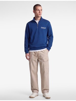 Koton Pamuklu Uzun Kollu Baskılı Yarım Fermuarlı Sweatshirt