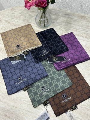 Vissona Monogram Twill Ipek Eşarp Leylak