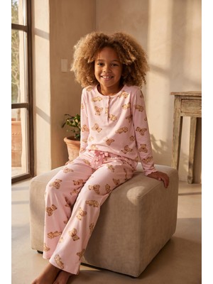 Katia & Bony Kız Çocuk Cute Edition Teddy Pijama Takımı Pembe