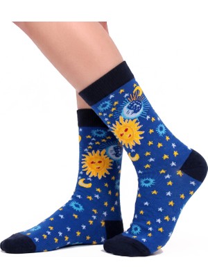 Neşeli Çoraplar Güneş-Ay Renkli Unisex Çorap