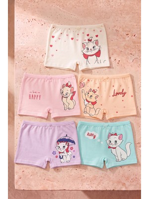 Katia & Bony Kız Çocuk Kedi Baskılı 5'li Boxer
