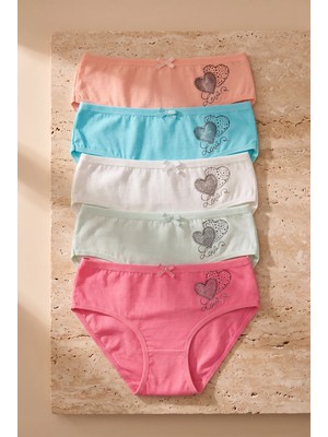 Katia & Bony Kız Çocuk 5 li Paket Renkli Slip Külot-Kalpler Çok Renkli