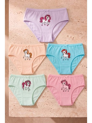 Kız Çocuk 5'li Unicorn Desenli Külot Çok Renkli