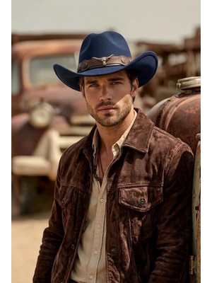 Erkek Kovboy Fötr Şapka Kovboy Şapkası Kovboy Şapka Western Vintage Bohem Içten Ayarlanabilir