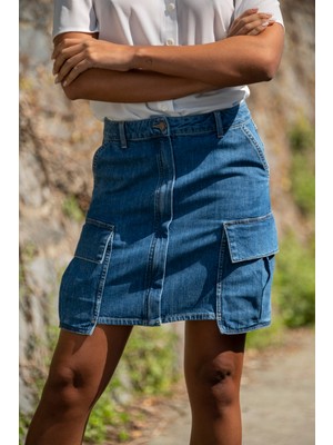 Vavien Vav 2014-CEPLI Mavi Denim Etek