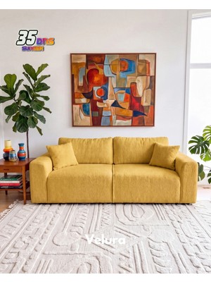 Velura Home & Living Sora 3+3 Yataklı ve Sandıklı Koltuk Takımı - Sarı