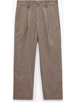 Koton Viskon Karışımlı Cepli Pileli Slim Fit Kumaş Pantolon