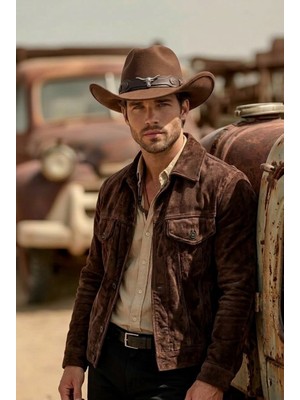 Erkek Kovboy Fötr Şapka Kovboy Şapkası Kovboy Şapka Western Vintage Bohem Içten Ayarlanabilir