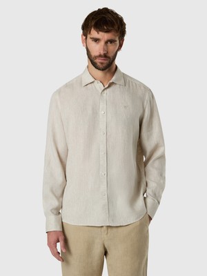 North Sails Regular Fit %100 Keten Uzun Kollu Erkek Geniş Yaka Gömlek