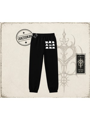 Tarzsokak Kadın Black Cats Unisex Jogger Eşofman Altı Beyaz