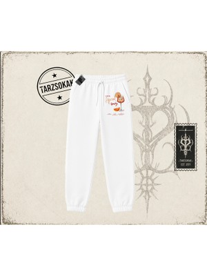 Tarzsokak Kadın Aperol Spiritz Unisex Jogger Eşofman Altı Beyaz
