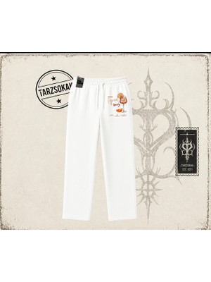 Tarzsokak Kadın Aperol Spiritz Unisex Baggy Eşofman Altı Beyaz