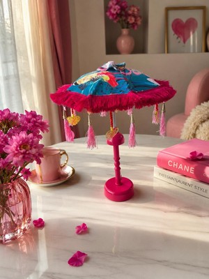 Missidea Vibrant Nature Desenli Aydınlatmalı El Yapımı Dekoratif Bali Şemsiye