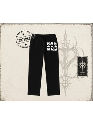 Tarzsokak Kadın Black Cats Unisex Baggy Eşofman Altı Beyaz