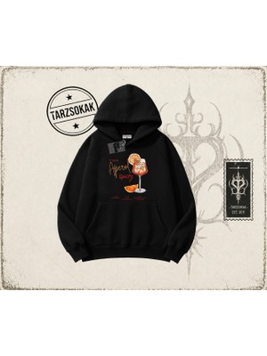 Tarzsokak Kadın Aperol Spiritz Oversize Unisex Kapşonlu Sweatshirt Beyaz