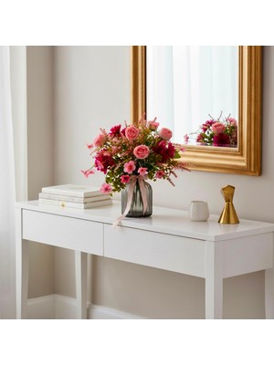 Sedosh Home Vision Sedosh Home Yapay Pembe Gül Cam Vazolu Aranjman 35 cm