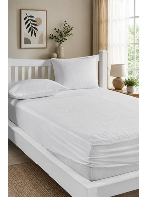Ely Parker Sessiz Extra Yumuşak Bambu Desenli Bebek Yatağı Sıvı Geçirmez Yatak Alezi 60X120