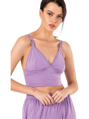 Obje Kadın Lila Cotton Crop