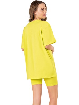 Obje Kadın Neon Yeşil Oversize T-Shirt