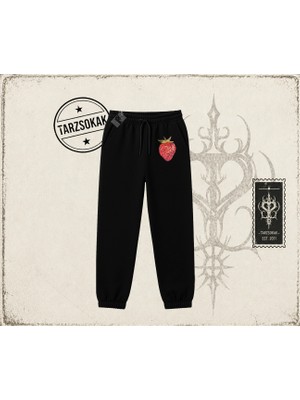 Tarzsokak Kadın Çilek Disco Unisex Jogger Eşofman Altı Beyaz