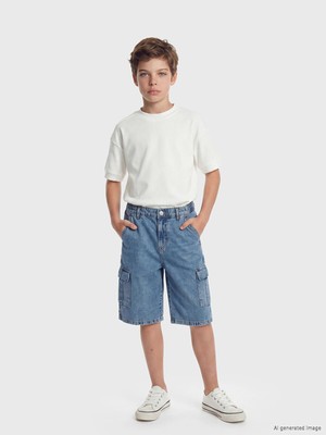 LC Waikiki Lcw Kids Indigo Erkek Çocuk Kargo Jean Şort