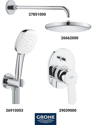 Grohe Bauedge Ankastre Banyo Bataryası Seti Gagasız(Oval Tepe Duşlu)