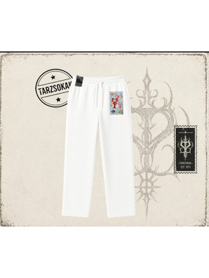 Tarzsokak Kadın Crab Picnic Unisex Baggy Eşofman Altı Beyaz