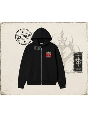 Tarzsokak Kadın Cherry Perfection Leopar Oversize Unisex Hırka & Çeket Fermuarlı Sweatshirt Beyaz