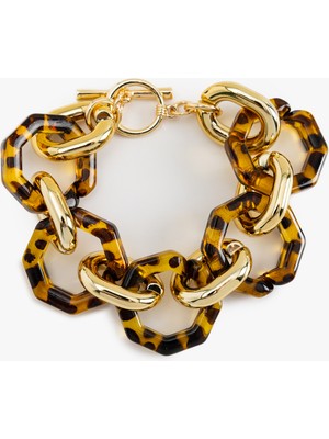 Koton Geometrik Leopar Desenli Bileklik