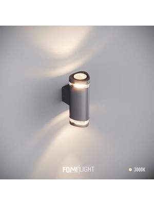 FoneLight Gala Duo Cam Detaylı Dış Mekan Duvar Aplik Alüminyum Antrasit 21 cm