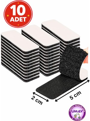 Ecovel 10 Adet Tablo, Resim, Pano ve Eşya Sabitleyici Arkası Yapışkanlı Cırt Cırt Bant 2 x 5 cm Güçlü Tutuş Duvar Montaj Bandı