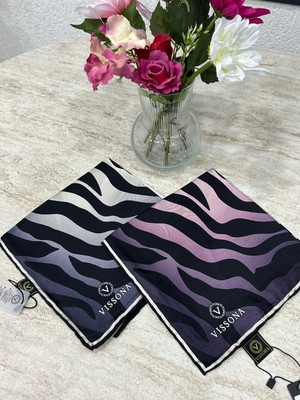 Vissona Twill Ipek Eşarp Zebra Leylak