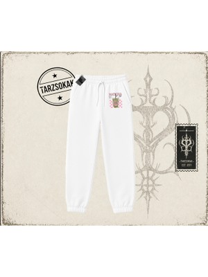 Tarzsokak Kadın Matcha Iced Latte Unisex Jogger Eşofman Altı Beyaz
