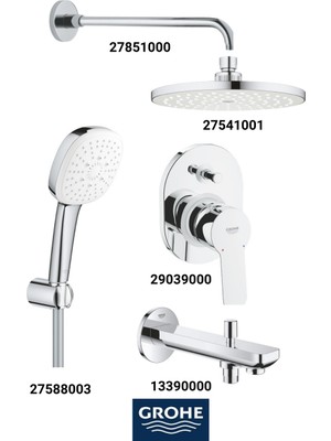 Grohe Bauedge Ankastre Banyo Bataryası Seti Gagadan Yönlendircili (Oval Tepe Duşlu)