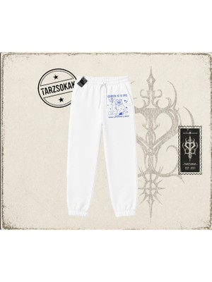 Tarzsokak Kadın Karma Is A Cat Unisex Jogger Eşofman Altı Beyaz