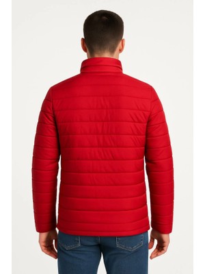 Mrayss  Erkek Bomber Mont Ceket – Su Itici Kumaş, Kapitone Astarlı, Fermuarlı, Kışlık - Kırmızı
