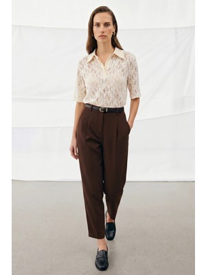 Sateen Talia Havuç Pantolon - Kahve