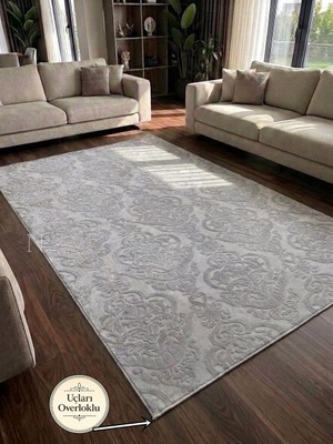 NarStore Home Rölyef Gri Joy Modern Yumuşak Dokulu Kabartmalı Kaymaz Taban Kesme Halı Yolluk
