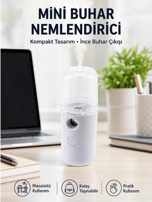 Astraltech Mini Şarjlı Buhar Nemlendirici – Taşınabilir, Enerji Tasarruflu, Kablosuz Kullanım Yeni Nesil