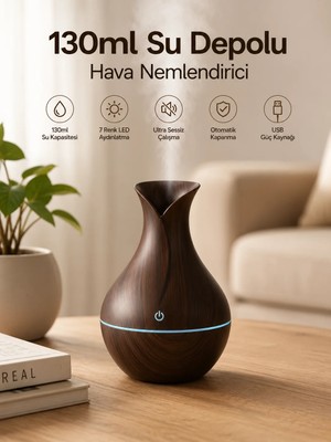 Astraltech 130ML Aromaterapi Difüzörü Hava Nemlendirici 7 Renk LED Işıklı