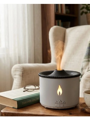 Astraltech LED Alev Efektli Aroma Difüzörü Ultrasonik Hava Nemlendirici Gece Lambası Fonksiyonlu