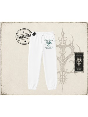 Tarzsokak Kadın Palm Springs Unisex Jogger Eşofman Altı Beyaz