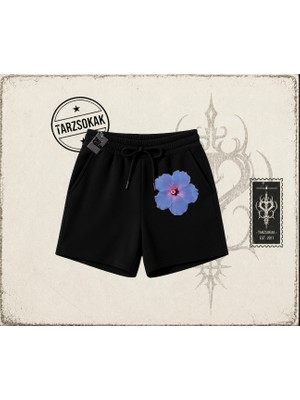 Tarzsokak Kadın Purple Hibiscus Unisex Şort Beyaz