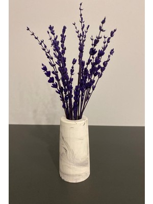 Seraser Home Tekstil Mini Mermer Desen Çizgili Silindir Vazo Biblo 7X10 cm