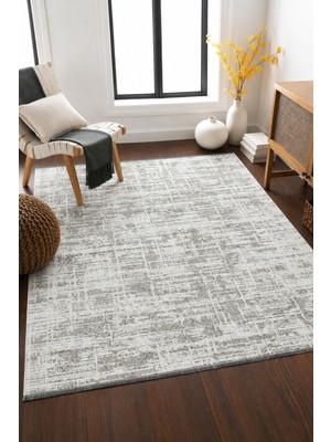 Vitali Home Bukle Gri Beyaz Kilim Yıkanabilir Kaymaz Taban Şönil Kilim Salon Oturma Odası Halısı BK482