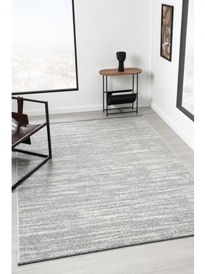 Vitali Home Bukle Gri Beyaz Kilim Yıkanabilir Kaymaz Taban Şönil Kilim Salon Oturma Odası Halısı BK480